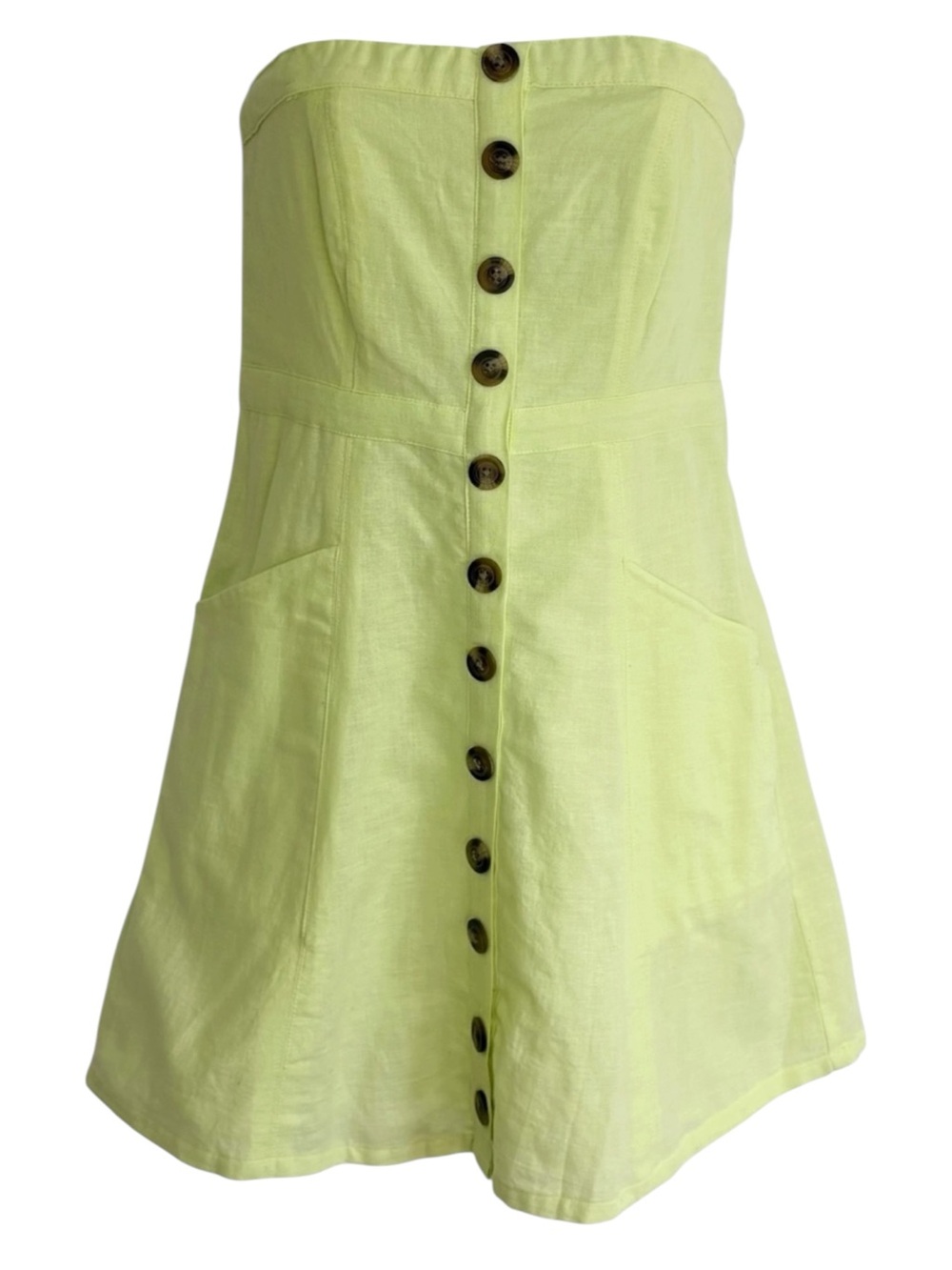 NWT AMERICAN EAGLE Linen Blend Strapless Button Front Mini Dress Small Short